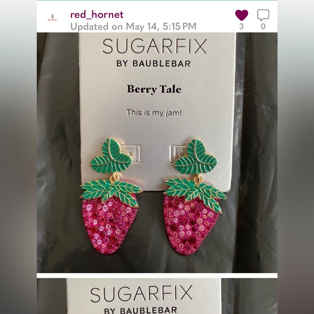 SugarFix Baublebar Earrings Berry Tale This is My Jam Dangling Earrings NWT